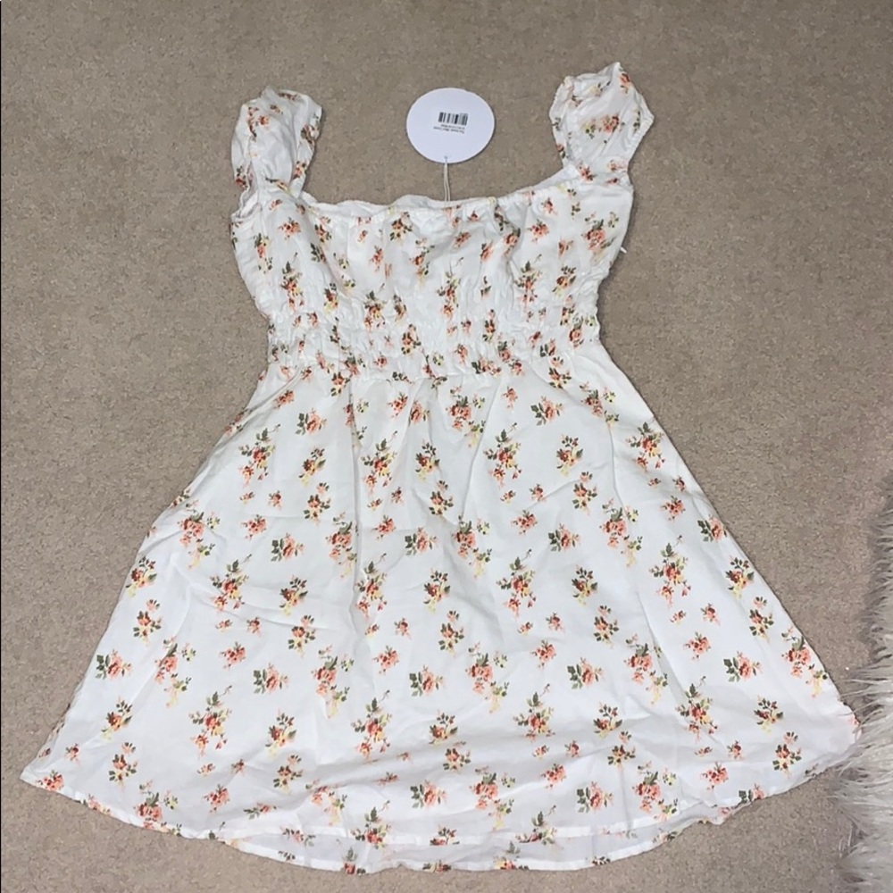 Floral off the shoulder mini dress